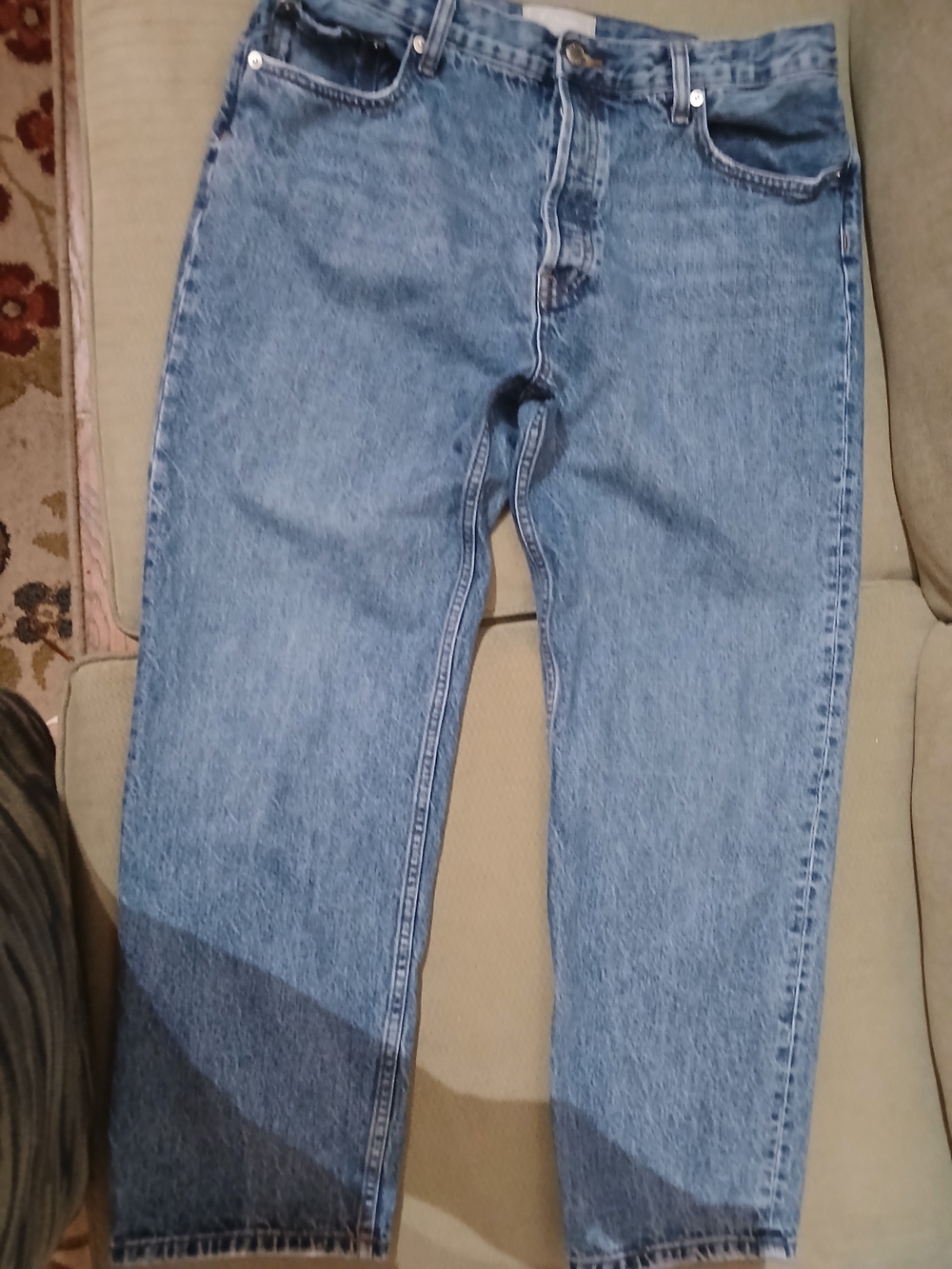Everlane Women's Blue Relaxed Straight Leg Denim Jeans Waist 31 Button Fly